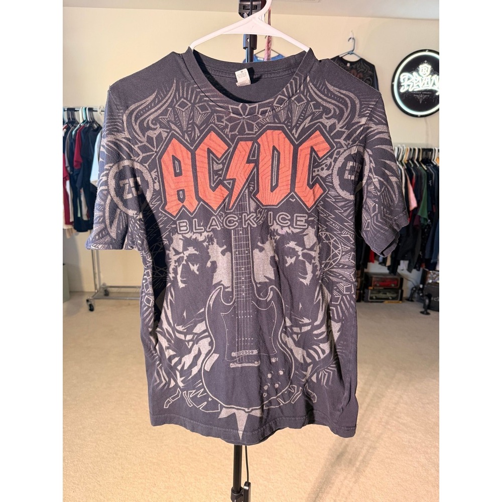 #26 -AC/DC Black Ice All Over Print Tee | Adidas‎ | Medium | Rock Band Shirt